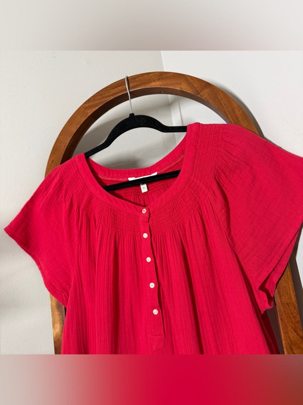 Vineyard Vines XL Red 100% Cotton Crinkle Blouse Top - Picture 2 of 9